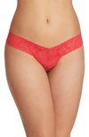Hanky Panky Stretch Lace Traditional-rise Thong In Coral Rose Orange