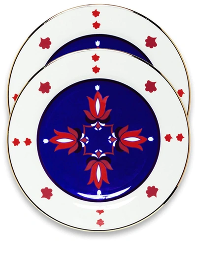 LA DOUBLEJ TWO HAND-PAINTED DESSERT PLATES SET