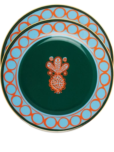 La Doublej Dessert Plates Set Of 2 In Pineapple Arancio