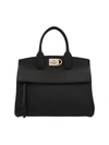 Ferragamo Medium Studio Leather Top Handle Bag In Black