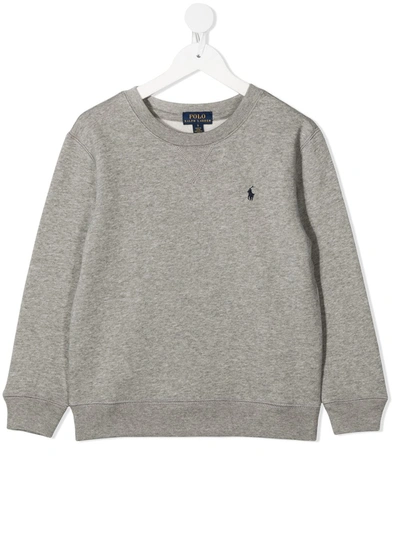Ralph Lauren Teen Embroidered Logo Sweatshirt In Grey