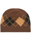 BURBERRY ARGYLE-INTARSIA BEANIE