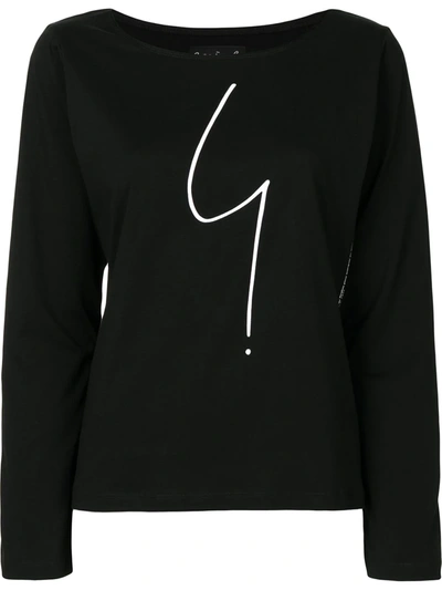 Agnès B. Graphic-print Long-sleeve Top In Black