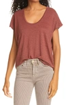 FRAME EASY SCOOP NECK ORGANIC LINEN T-SHIRT,LWTS1067