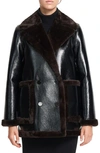 THEORY FAUX LEATHER & FAUX FUR PEACOAT,K0909406