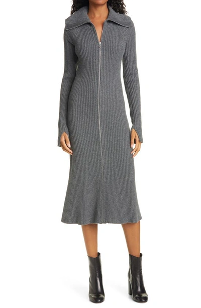 Rag & Bone Olivia Zip Front Merino Wool Jumper Dress In Derby