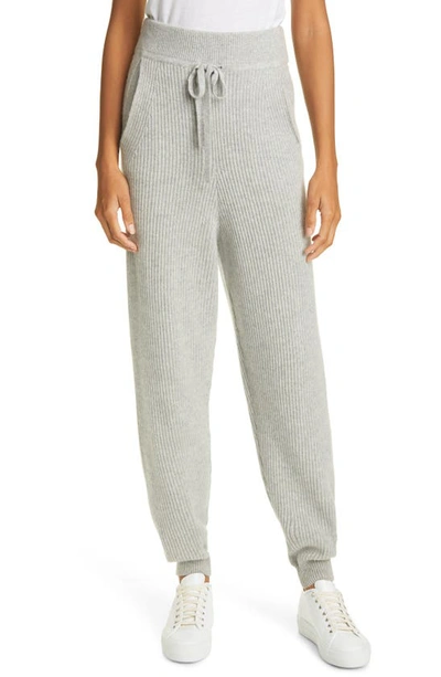 Rag & Bone High-waisted Ribbed Cashmere Track Trousers In Grey