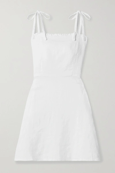 Honorine Poppy Ruffled Linen Mini Dress In White