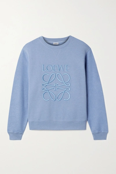 Loewe Embroidered Anagram Crew Neck Sweatshirt In Light Blue