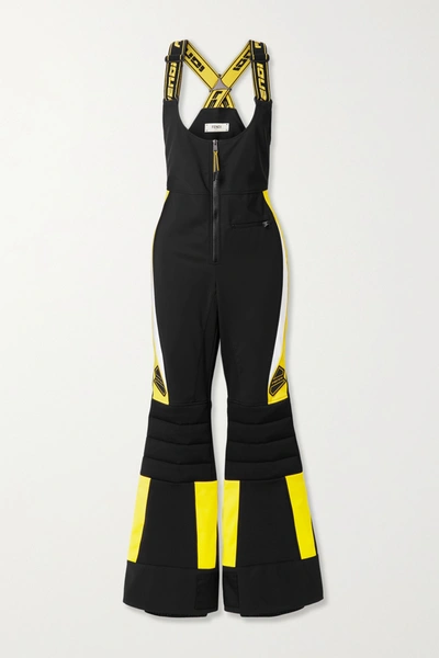 Fendi Rubber-trimmed Paneled Ski Salopettes In Black