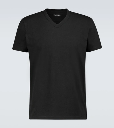 Tom Ford Lyocell And Cotton Regular Fit T-shirt Clothing In Black