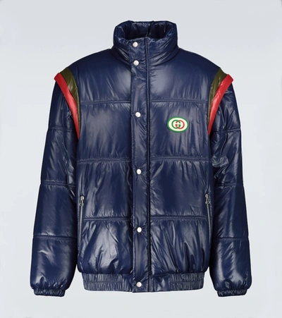 Gucci Padded Puffer Jacket In Blue