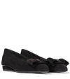 Ferragamo Viva Bow-embellished Suede Point-toe Flats In Black