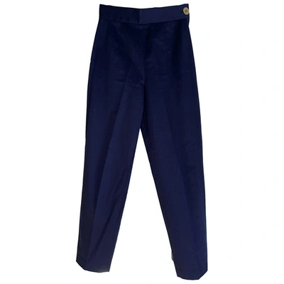 Pre-owned Dior Blue Cotton Trousers