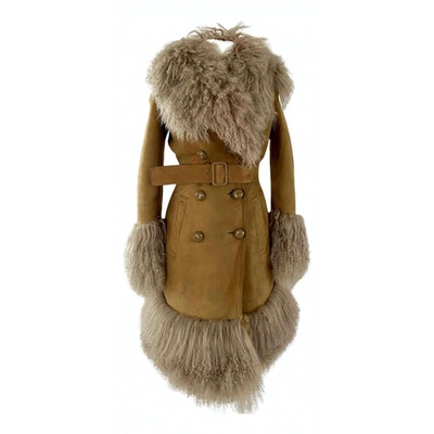 Pre-owned Gucci Beige Mongolian Lamb Coat