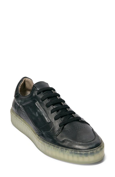 Allsaints Mens Black Alton Leather Low-top Trainers 10 In Black Leather