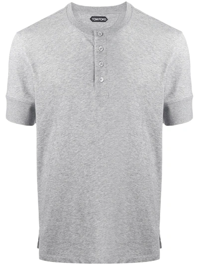 Tom Ford Button Up Short-sleeved T-shirt In Grey