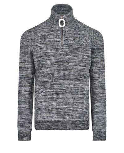 Jw Anderson Grey Roll Neck Half-zip Sweater
