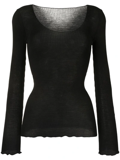 Totême Wide-neck Knitted Jumper In Black