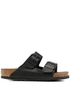 Birkenstock Mens Black Arizona Double-strap Leather Sandals In Black