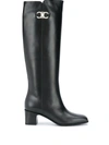Ferragamo Gancini Knee-high Boots In Black