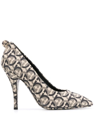Ferragamo Judy 105 Jacquard Pumps In Beige