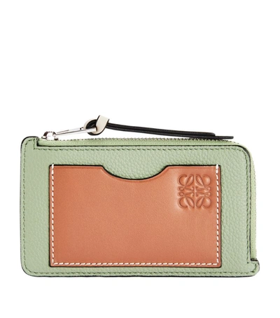 Loewe Leather Multicolour Coin Card Holder In Rosemary Tan