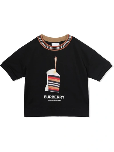 Burberry Kids' 蛋糕印花棉质平纹针织t恤 In Black