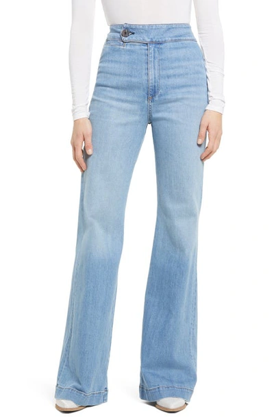 Askk Ny High Waist Raw Hem Crop Wide Leg Jeans In Zuma