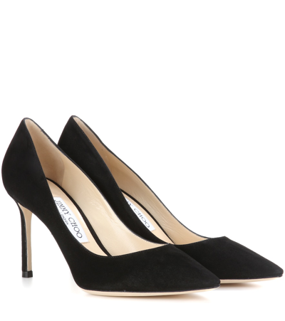 Jimmy Choo Romy 85 Suede Pumps In Black