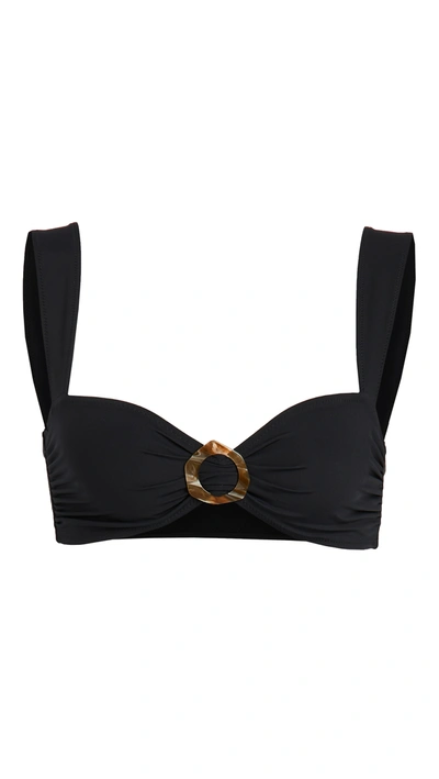 Fisch Papillon Gathered-ring Bikini Top In Jet Black