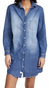 Frank & Eileen Mary Famous Cotton Denim Long Sleeve Shirtdress In Distressed Vintage Wash