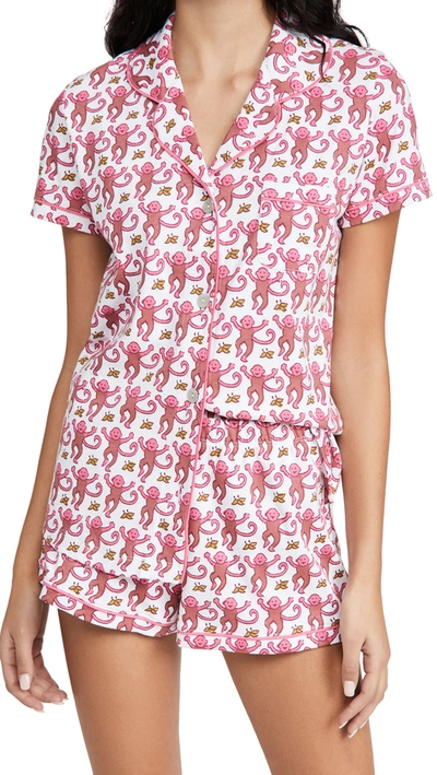 Roller Rabbit Monkey Print 2-piece Pajama Set In Pink