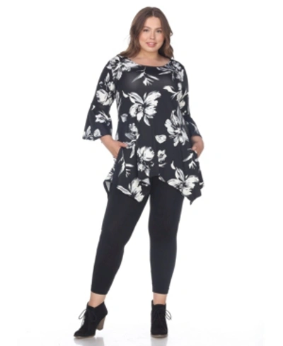 White Mark Plus Size Blanche Tunic Top In Black