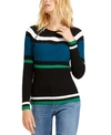 INC INTERNATIONAL CONCEPTS INC STRIPED ZIPPER SWEATER, CREATED FOR MACY'S