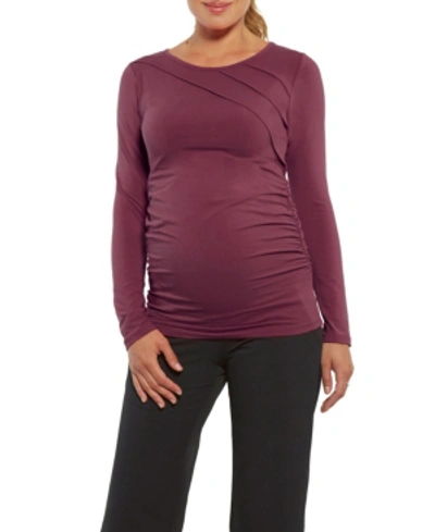 Stowaway Collection Maternity Stowaway Collection Sunburst Maternity Top In Wine
