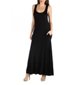 24SEVEN COMFORT APPAREL SCOOP NECK SLEEVELESS MAXI DRESS WITH POCKETS