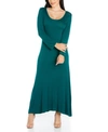 24seven Comfort Apparel Women's Long Sleeve Maxi Dress In Forest