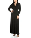 24SEVEN COMFORT APPAREL WOMEN'S V-NECK LONG SLEEVE MAXI DRESS