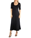 24seven Comfort Apparel Womens Jersey Casual Maxi Dress In Black