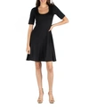 24seven Comfort Apparel Maternity Knee Length A-line Elbow Sleeve Dress In Black