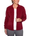 ALFRED DUNNER PETITE CLASSICS CHENILLE ZIP CARDIGAN