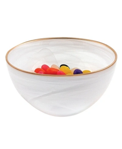 Badash Crystal Alabaster 6" Glass Bowl With Rim In Gold