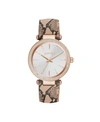KENDALL + KYLIE WOMEN'S KENDALL + KYLIE ROSE GOLD TONE WITH BLUSH SNAKESKIN STAINLESS STEEL STRAP ANALOG WATCH 40MM