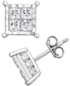 TRUMIRACLE DIAMOND PRINCESS CLUSTER STUD EARRINGS (2 CT. T.W.) IN 14K WHITE GOLD