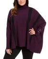 ALFANI PLUS SIZE STRIPED PONCHO SWEATER, CREATED FOR MACY'S