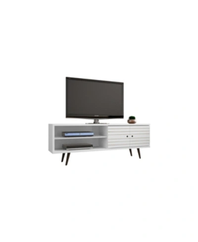 Manhattan Comfort Liberty 62.99" Mid Century - Modern Tv Stand With 3 Shelves And 2 Doors In White