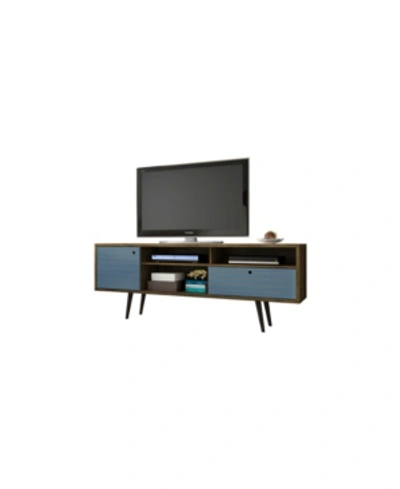 Manhattan Comfort Liberty 70.86" Mid Century - Modern Tv Stand With 4 Shelving Spaces And 1 Drawer In Rust