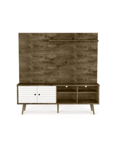 Manhattan Comfort Liberty 70.87" Freestanding Entertainment Center With Overhead Shelf In 130