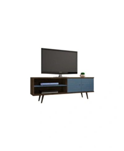 Manhattan Comfort Liberty 62.99" Mid Century - Modern Tv Stand With 3 Shelves And 2 Doors In Rust